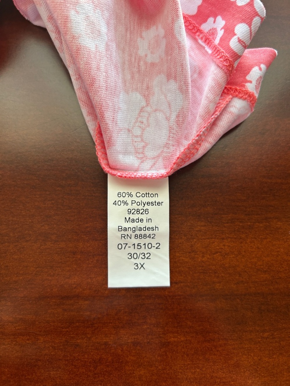 NWOT Woman Within Coral and White Floral Scoop Neck 3/4 Sleeve Top 3X - Picture 7 of 8